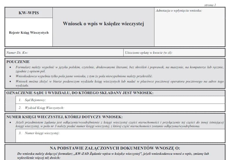 Wzór wniosku o przyspieszenie wpisu do KW - szybki dostęp